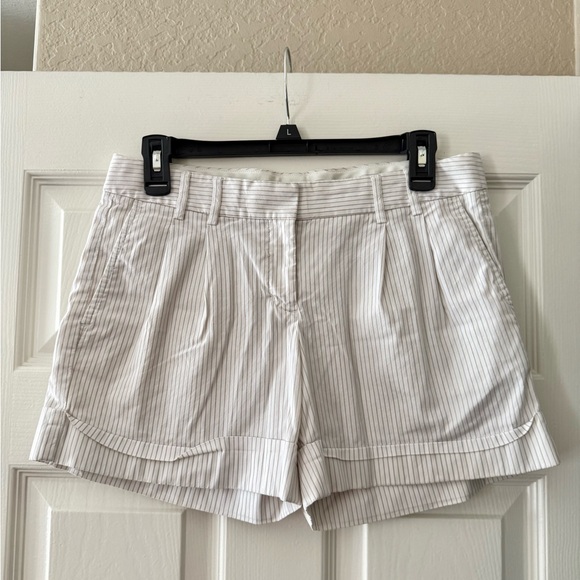Y2K Express Design Studio Editor White, Grey and Brown Striped Shorts - Picture 1 of 5